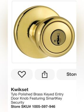 Kwikset Tylo Polished Brass Keyed Entry Door Knob
